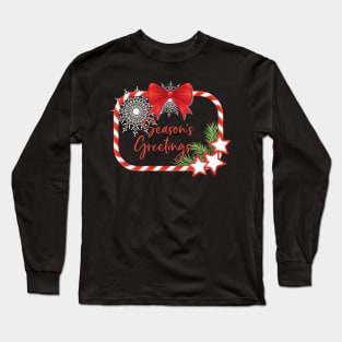 Candy Cane Holiday Frame Long Sleeve T-Shirt